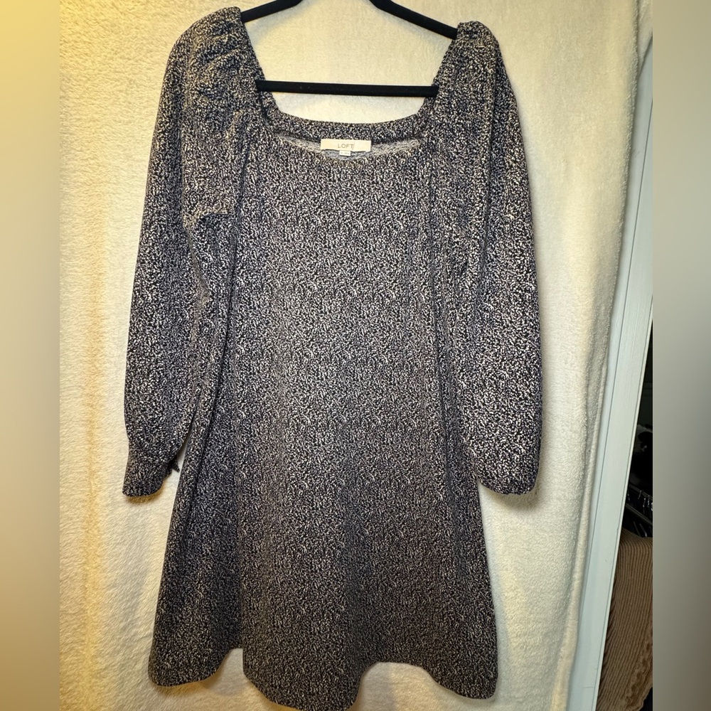 LOFT Black and White Long Sleeve Dress